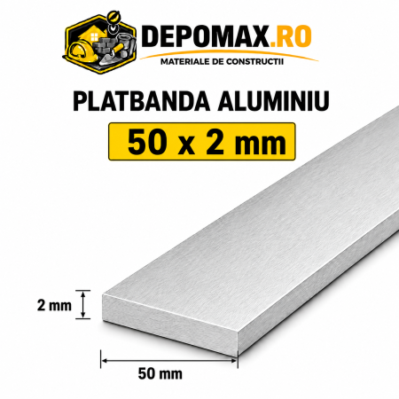 Platbanda aluminiu 50 x 2 mm, 6 metri (EN-AW 6060)